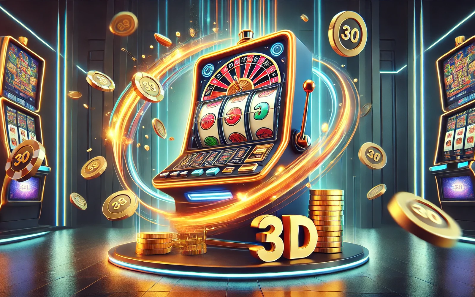 Reel slot digital dengan simbol permainan berwarna